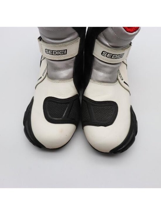 Sedici Rapido Leather Motorcycle Riding Boots Men’s Size 12 White /Black Zipper main image 9